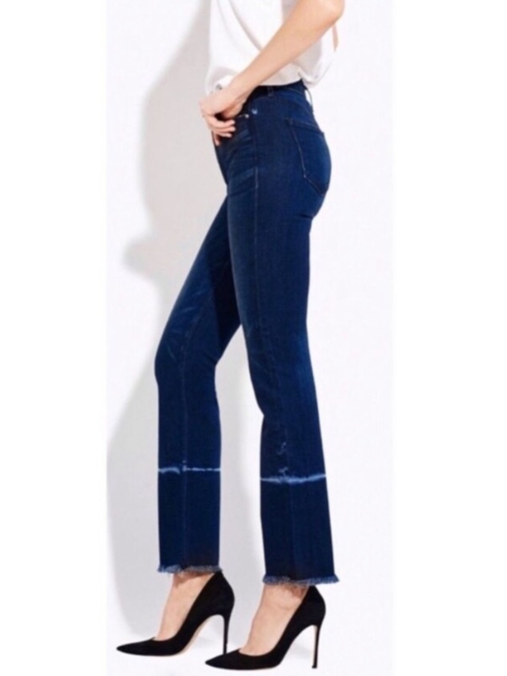 AYR The Aloe Crop Jeans Size 27 Dark Wash Raw Hem